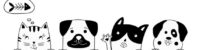 Dog and cat best friends. Funny dog and cute cat best friends. Vector illustration.